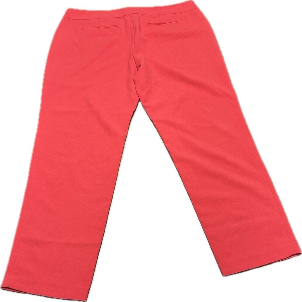 NEW J Jill Red Coral "Sangria" Straight Leg Dress Pants Women's‎ Size 18 Rayon